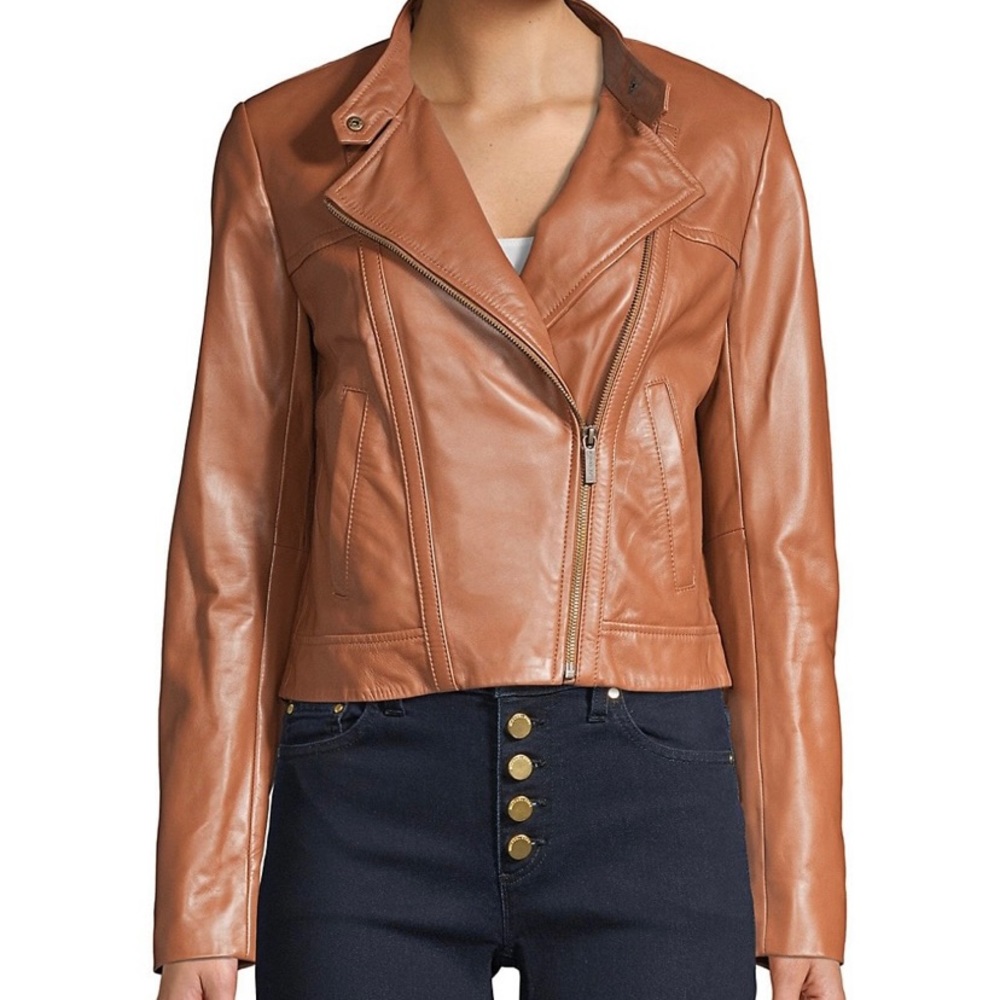 Michael Kors Cropped Leather Jacket